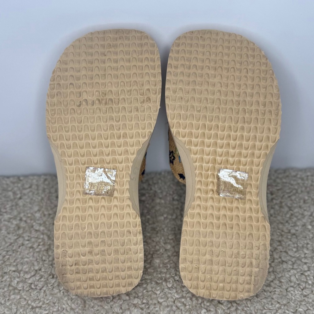 Skechers Vintage 90s Raffia Floral Embroidered Platform Wedge Slide Sandals 7 - Picture 5 of 6